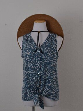 NINE WEST Women’s Sleeveless Tie-front Blouse Button Down size M